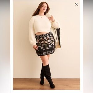 Arula “Edie” Suede Embroidered Skirt-Size X (10-12)-NWT